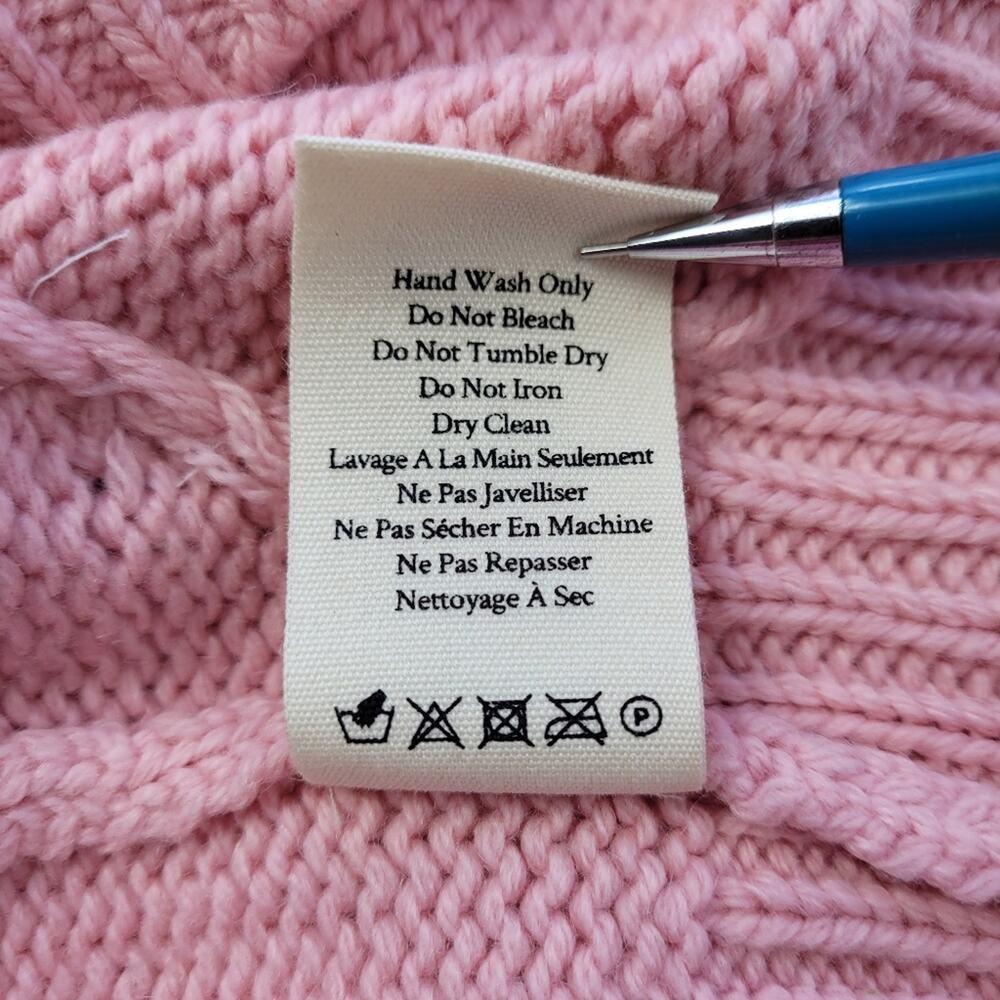 NWT LoveShackFancy Lago Little Bow Pink Wool-blend Crop Sweater size Large - Picture 14 of 16